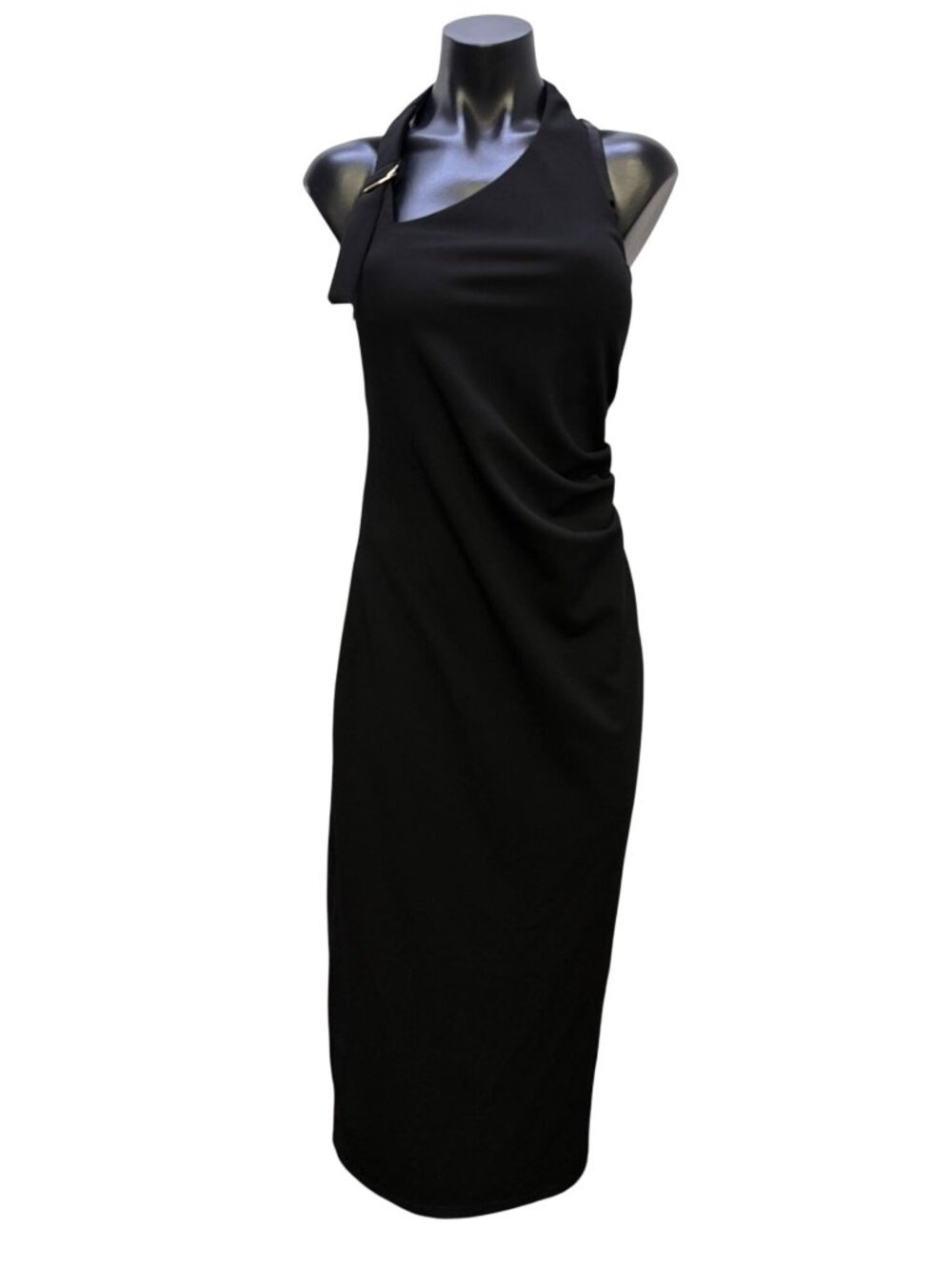 NWT Winnie & Co. Black Halter Neckline Midi Dress Size 6